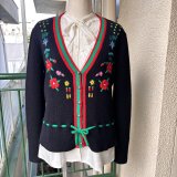 画像: Vintage flower embroidery tyrolean cardigan