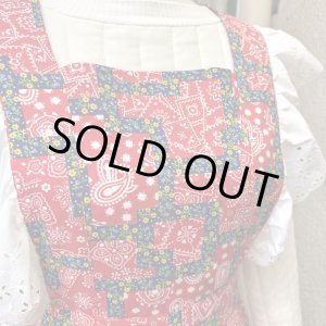 画像: Vintage bandana&flower patchwork printed apron dress