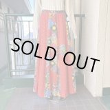 画像: Vintage flower patchwork printed 2pocket long skirt