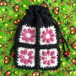 画像1: Vintage granny square mini pouch