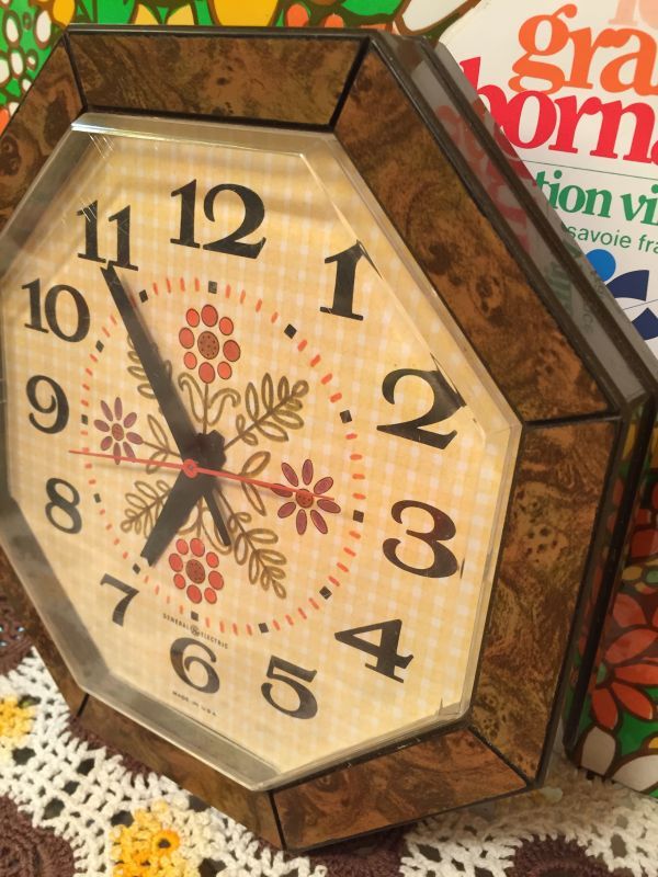 画像: WOOD調　FLOWERチェックCLOCK