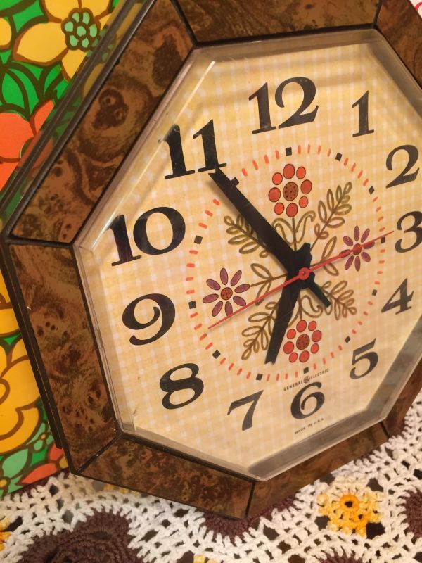 画像: WOOD調　FLOWERチェックCLOCK