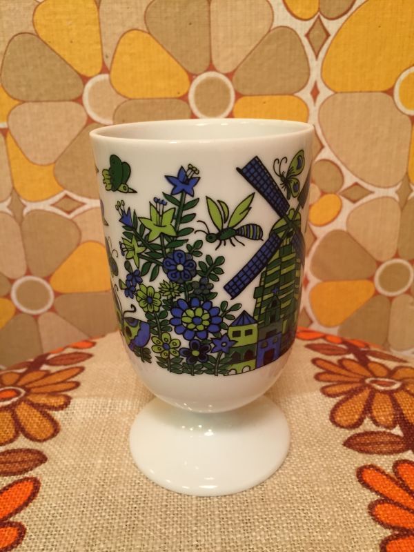 画像: GR/BL レトロ柄　脚付きMug