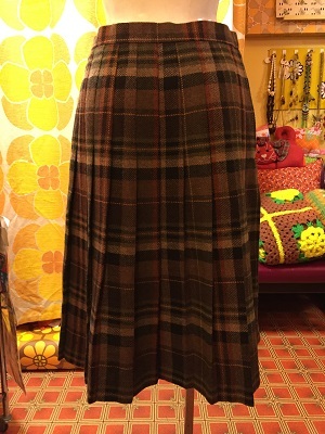 画像: WOOL plaid pleats skirt