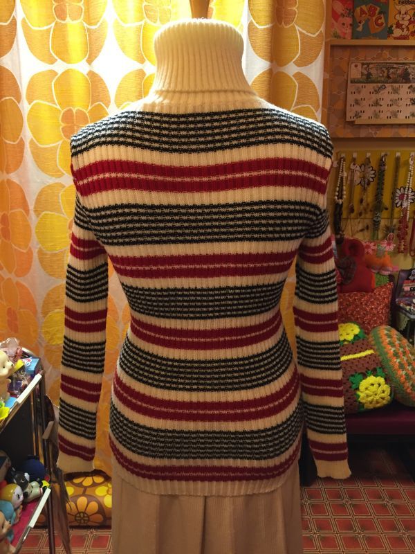 画像: BK/RDボーダー　タートルKnit