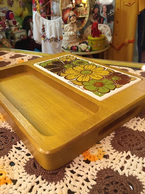 画像: タイルFLOWER WOOD Tray