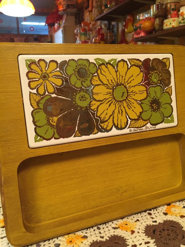 画像: タイルFLOWER WOOD Tray