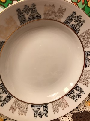 画像: レトロな街並み模様　浅型BOWL PLATE