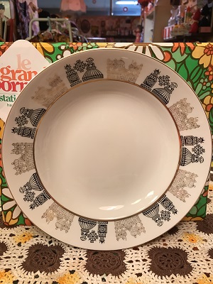 画像1: レトロな街並み模様　浅型BOWL PLATE