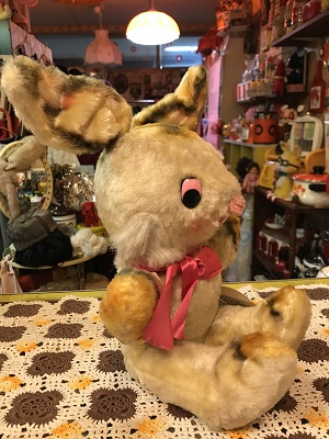 画像: ヴィンテージ Stuffed Doll ピンクりぼんのウサギさん