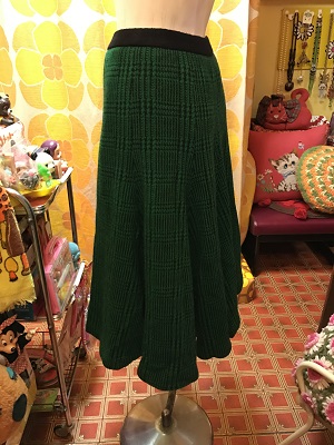 画像: BK/GR レトロチェック柄Knitスカート