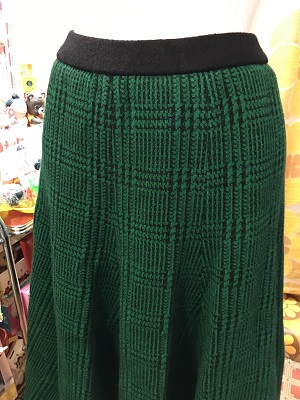 画像: BK/GR レトロチェック柄Knitスカート