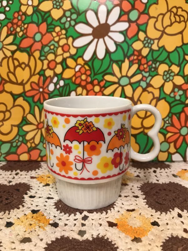 画像: UMBRELLA＆FLOWER スタッキングMug （RD/OR）