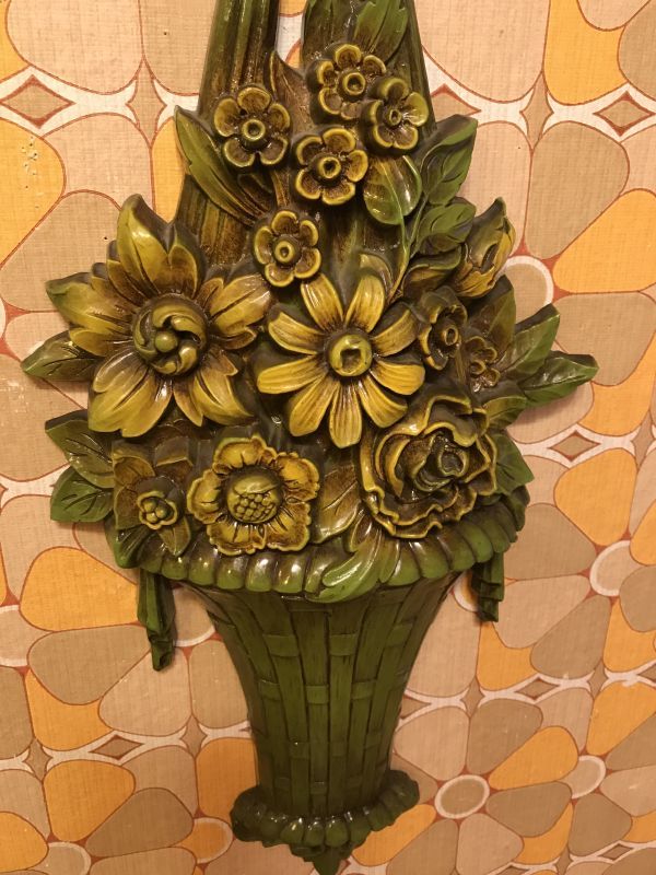 画像: Vintage Ribbon Basket Flower WallHanging