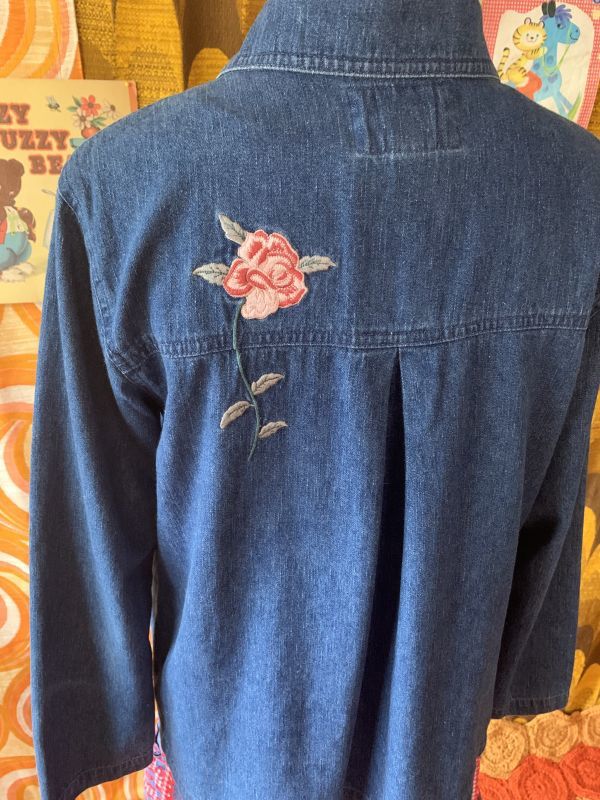 画像3: ROSE刺繍ワッペン ポケット付きデニムShirt