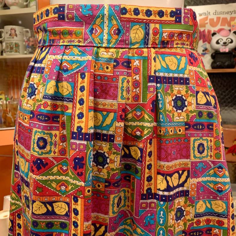 画像: Vintage カラフルHippie YeパイピングSkirt