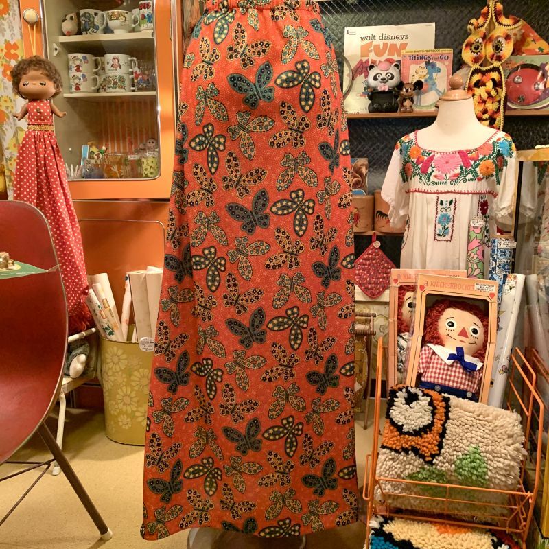 画像: Butterfly・Flower Polyester longskirt