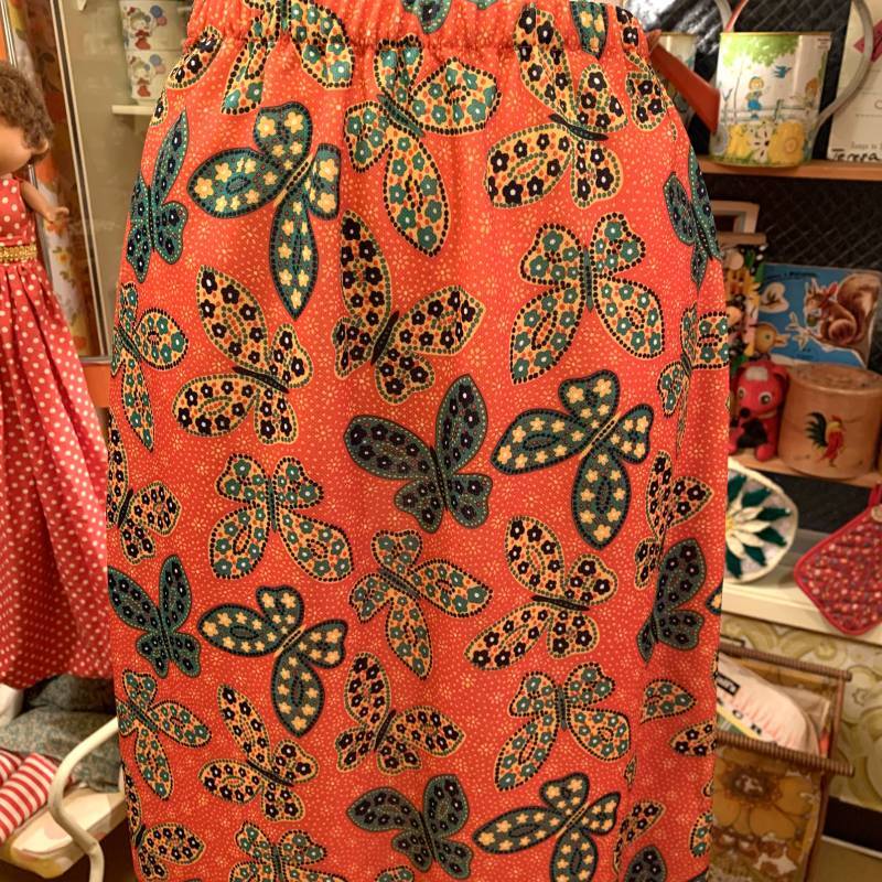 画像: Butterfly・Flower Polyester longskirt