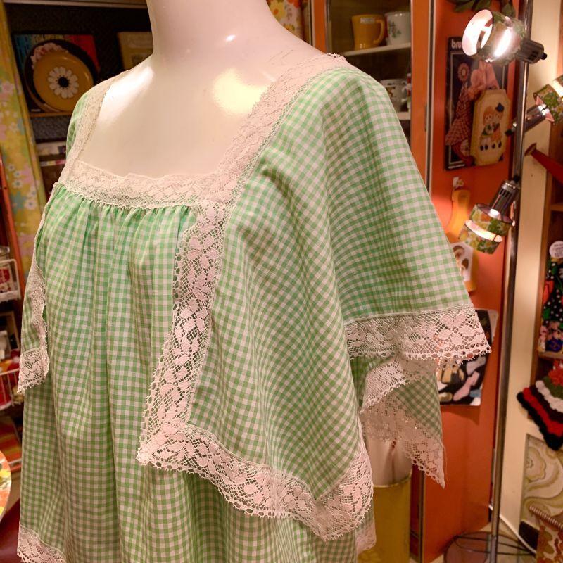 画像: greenyellow ギンガムチェック Squaresleeve Tops