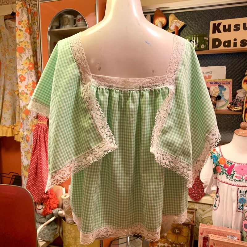 画像: greenyellow ギンガムチェック Squaresleeve Tops