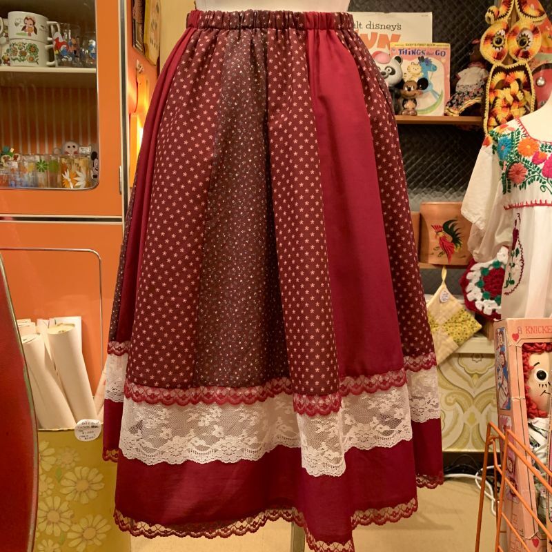 画像: Flower Print patchwork skirt