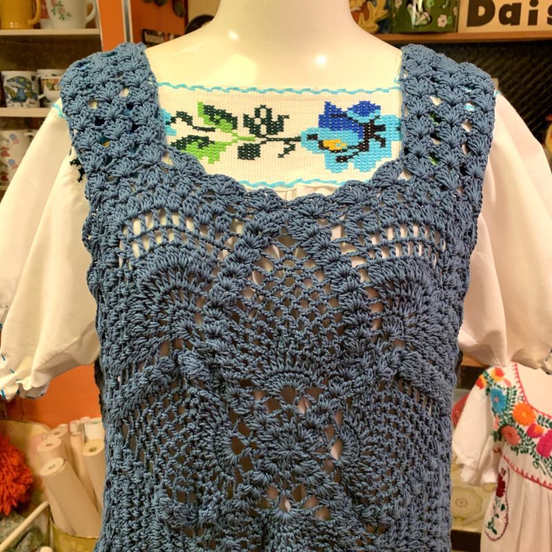 画像: Light blue Crochet tops 