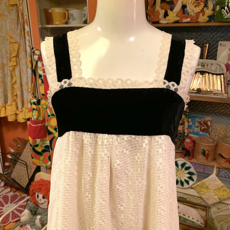 画像: Vintage Velor line Lace onepiece 