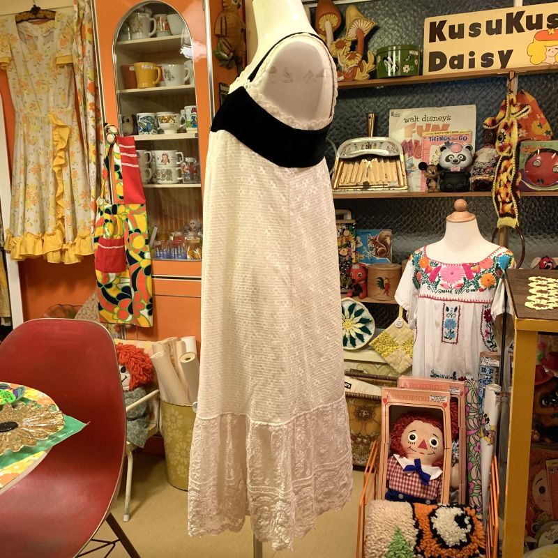 画像: Vintage Velor line Lace onepiece 