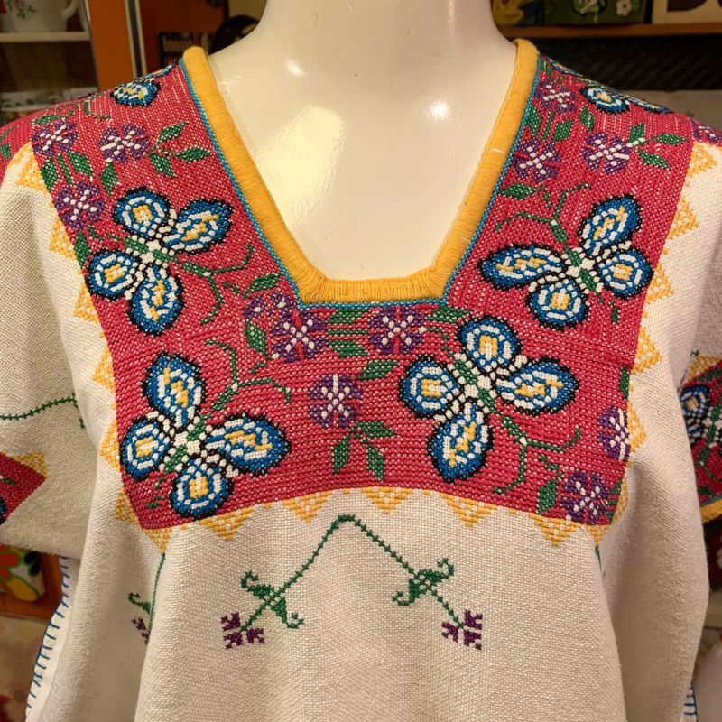 画像: Butterfly Flower Mexican embroidery tops  