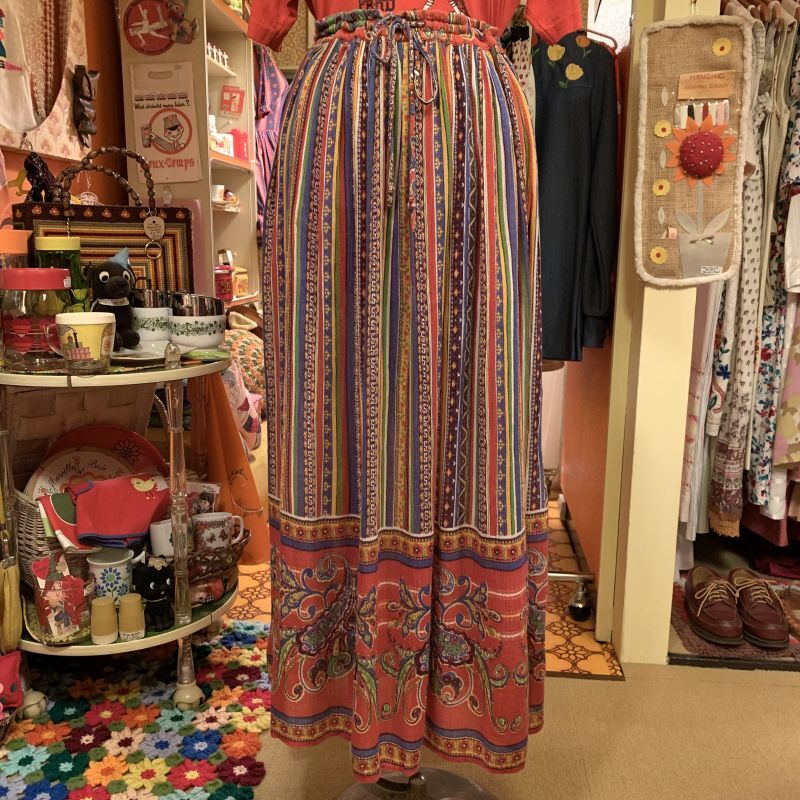 画像1: Indian cotton maxi length skirt