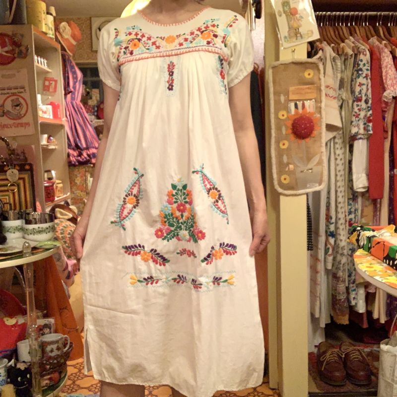 画像5: Flower embroidery mexican dress  
