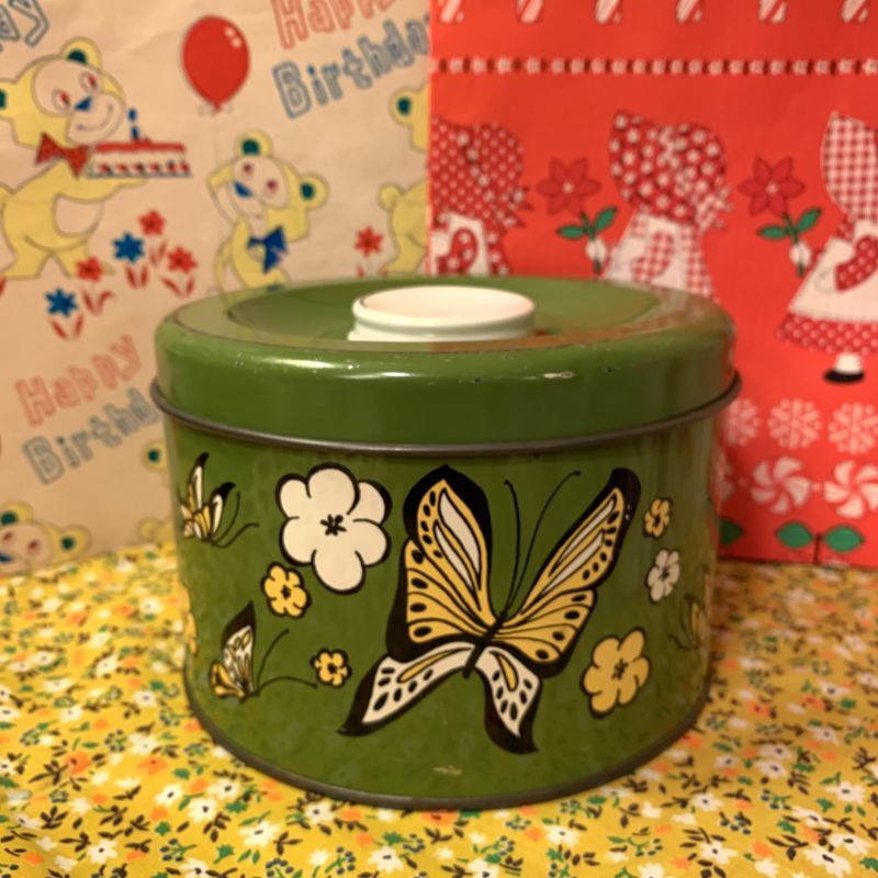 画像1: Ballonoff社 Butterfly flower round tin缶