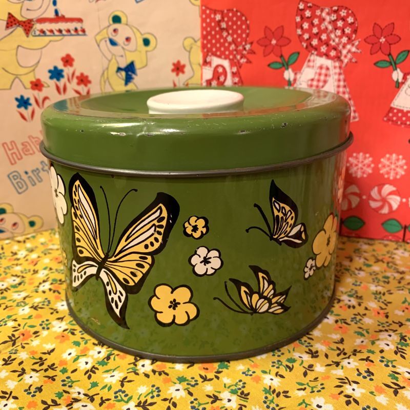画像: Ballonoff社 Butterfly flower round tin缶