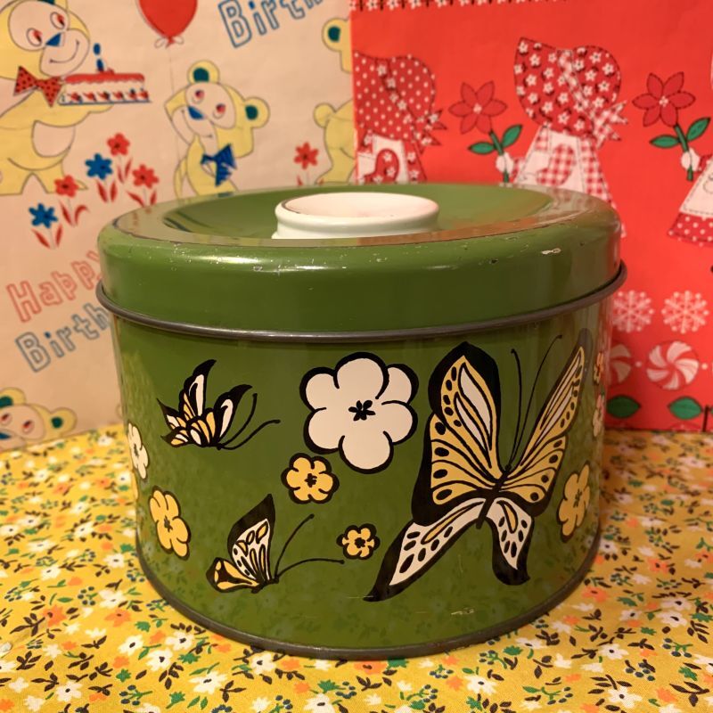 画像: Ballonoff社 Butterfly flower round tin缶