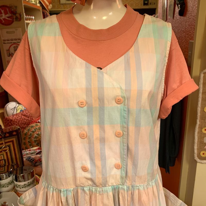 画像: Pastel madras check sleeveless onepiece