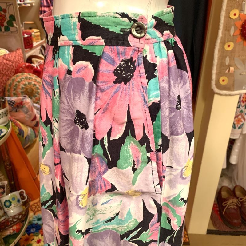 画像: (SALE) Floral pattern flare skirt