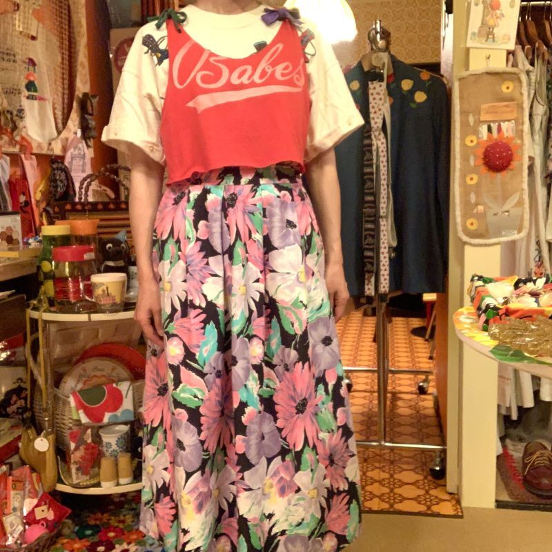 画像2: (SALE) Floral pattern flare skirt