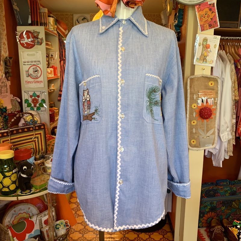 画像: OWL＆MOON Patchwork chambray shirt