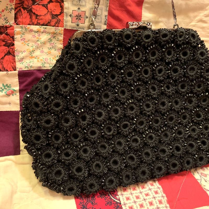 画像: Vintage Black bead bag