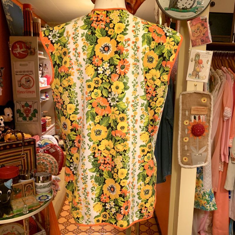 画像: Flower pattern vintage apron vest