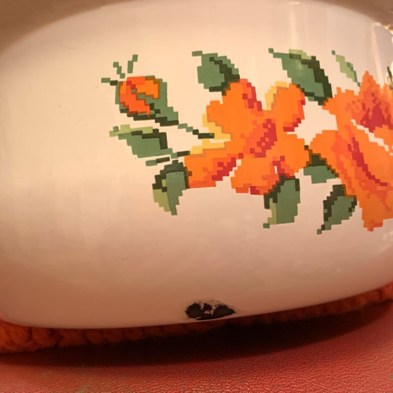 画像2: 昭和レトロ　お花刺繍鍋