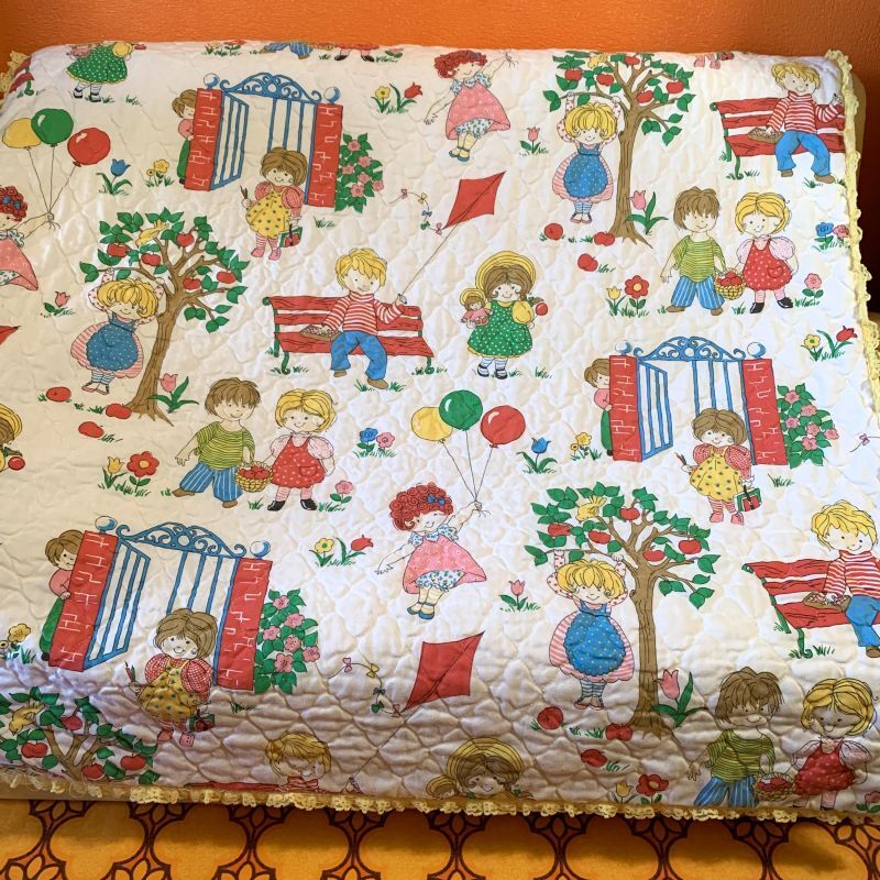 画像: Girl&Boy pattern quilt cover