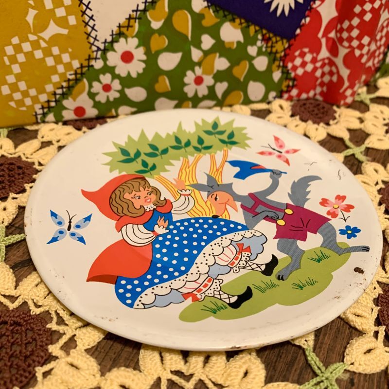 画像: little red riding hood tin plate