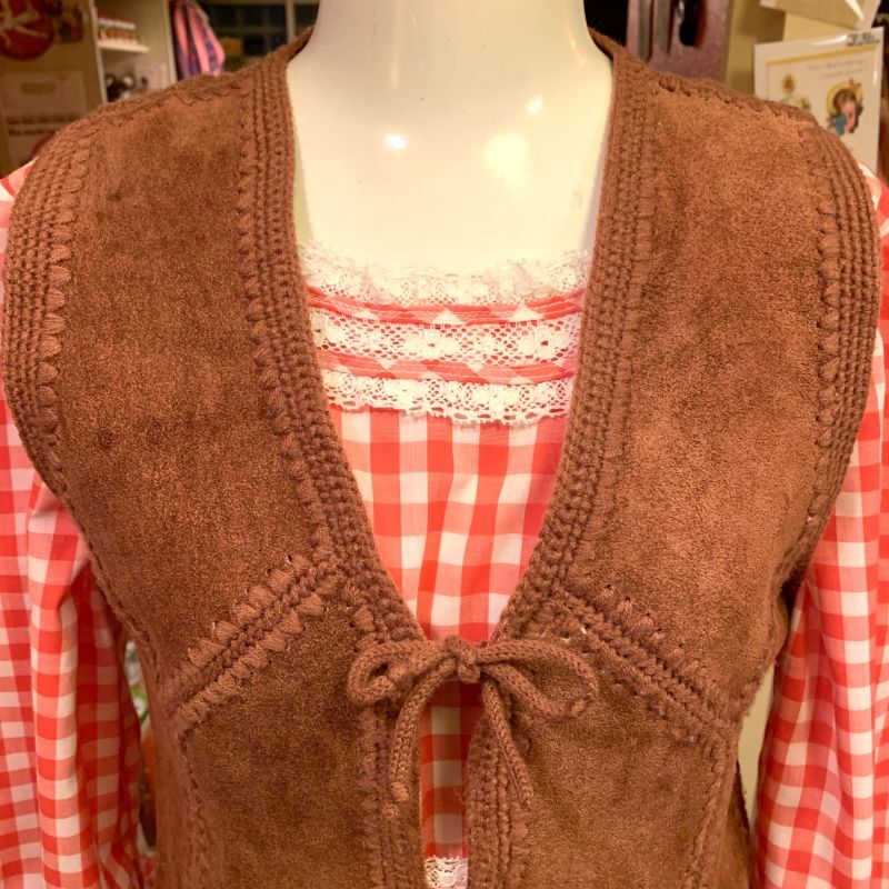 画像: （SALE）Brown suede&knit vest