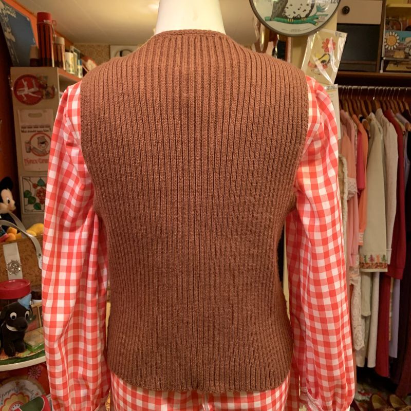 画像: （SALE）Brown suede&knit vest