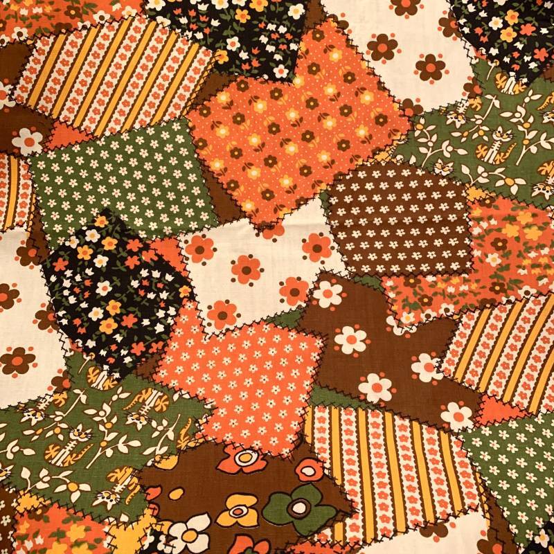 画像: Flower＆Cat Patchwork pattern cloth (L)