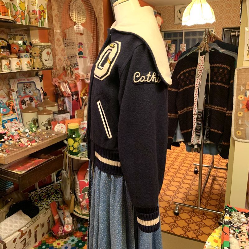 Lettered patch Sailor collar stadium jumper - kusukusu daisy