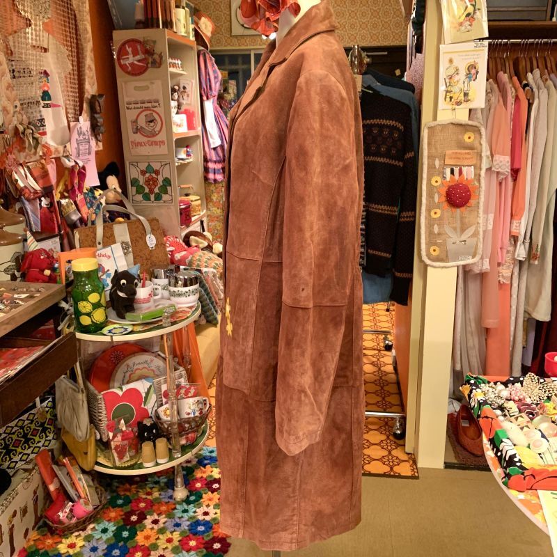 画像: Flower paint suede coat