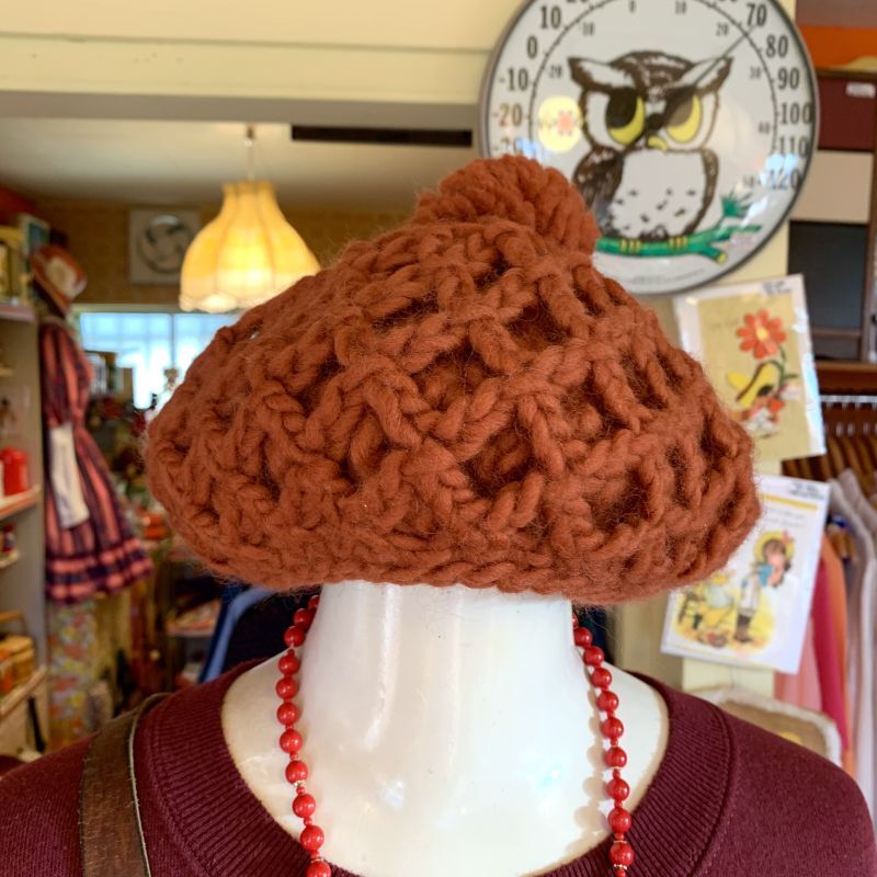 画像: Brown ponpon wool beret