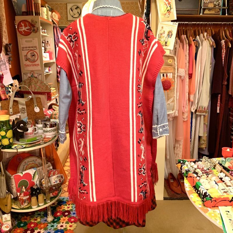 画像: Vintage knit poncho vest